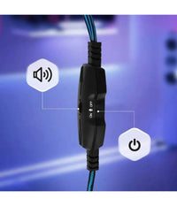 Cuffie Stereo Cablate Microfono Jack 3,5mm Usb Led Rgb Gaming Film Per Pc Gm6060         