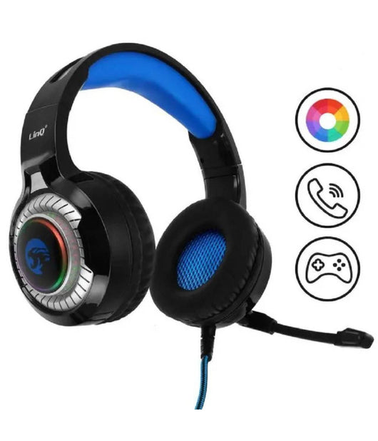 Cuffie Stereo Cablate Microfono Jack 3,5mm Usb Led Rgb Gaming Film Per Pc Gm6060         