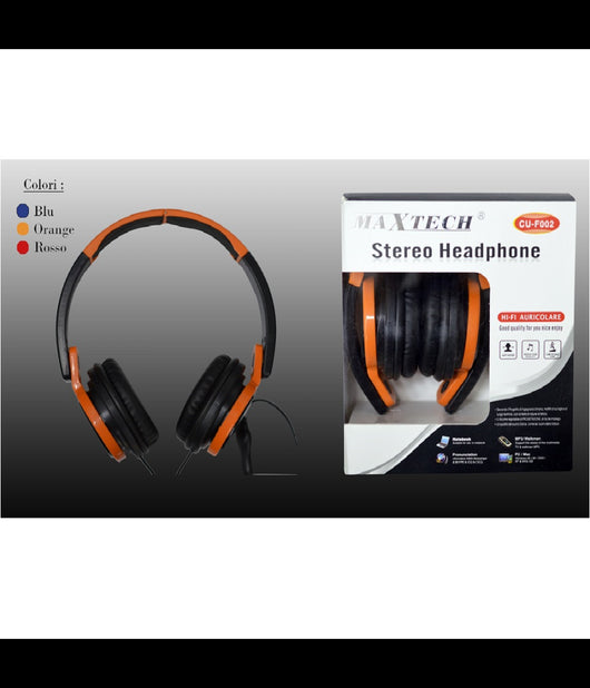 Cuffie Stereo Headphone Hi-fi Auricolare Antirumore Per Pc Notebook Mp3 Maxtech Cu-f002         