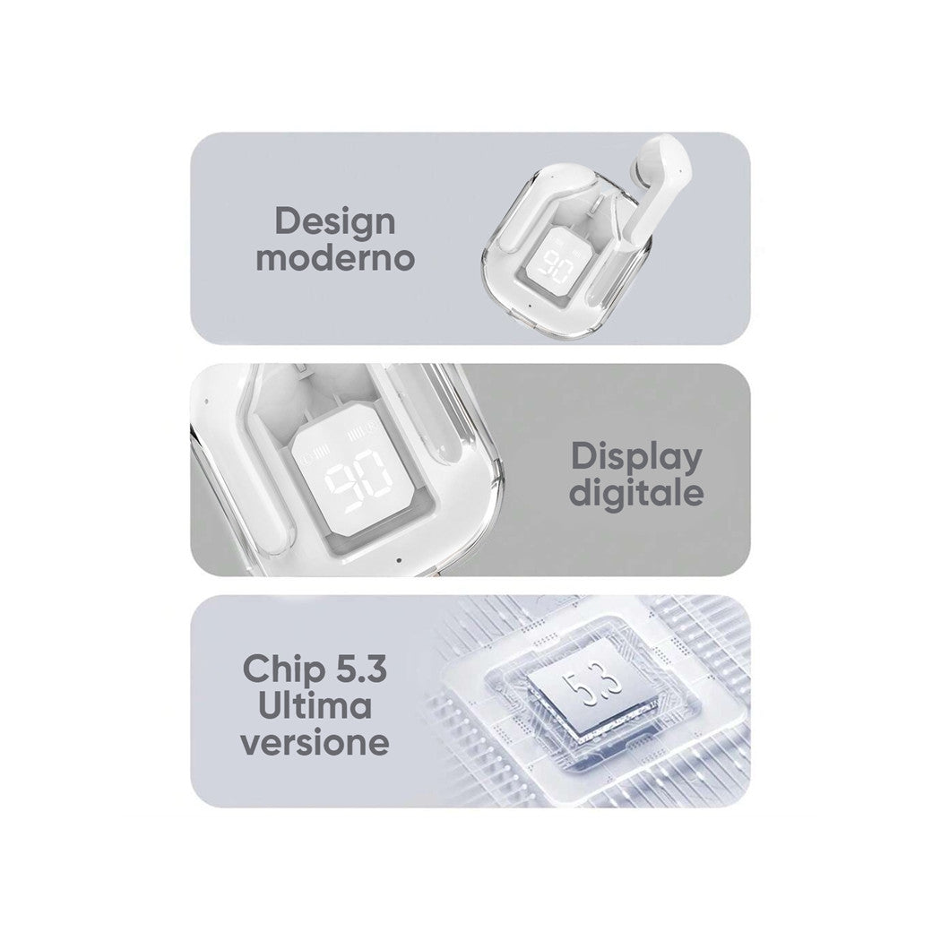 Trade Shop - Cuffie Ultrapods Max Auricolari Bluetooth 5.3 Wireless Con Microfono Display Led         