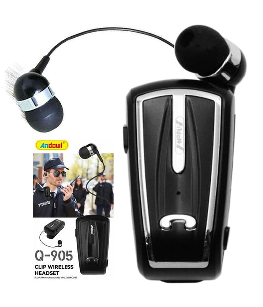 Cuffie Wireless Bluetooth V5.0 Auricolare Senza Fili A Clip-on Retrattile Q-905         