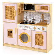 Cucina in legno per bambini 84 x 25 x 80 cm interattiva con suoni e luci stile elegante MDF rosa 20_0011636