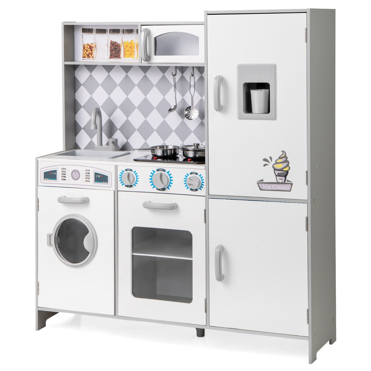 Cucina giocattolo per bambini 91 x 30 x 102 cm con effetti sonori e luminosi design MDF bianco 20_0011610