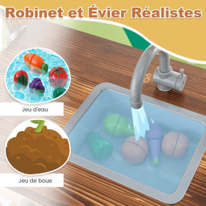 Cucina per bambini da esterno in legno di abete 2 accessori 65 x 40 x 96 cm per 3-7 anni naturale 20_0008369