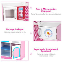 Cucina per bambini 3 anni+ 82 x 30 x 100,5 cm suono realistico, con microonde, lavello e divertente orologio rosa 20_0006452