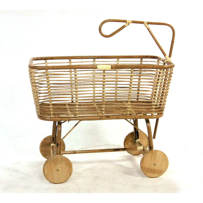 Culla norma giunco con ruote cm 97x57h43/79 con ruote in legno - naturale