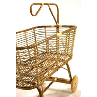 Culla norma giunco con ruote cm 97x57h43/79 con ruote in legno - naturale