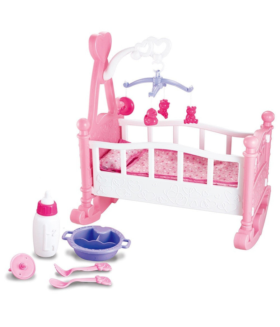 Culla Per Bambole Lettino Culletta Bambolotto Con Giostrina E Accessori Gioco         