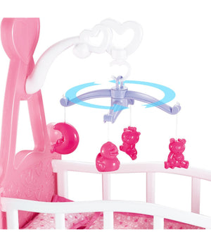 Culla Per Bambole Lettino Culletta Bambolotto Con Giostrina E Accessori Gioco         