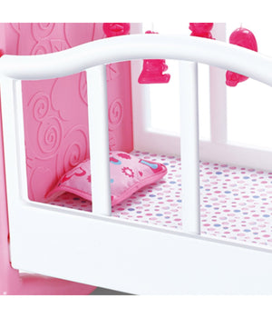 Culla Per Bambole Lettino Culletta Bambolotto Con Giostrina E Accessori Pappa         