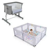 Recinto per bambini grande e traversina per bambini con 5 livelli di altezza regolabili, Box per bambini e traversina per bambini-Per i neonati