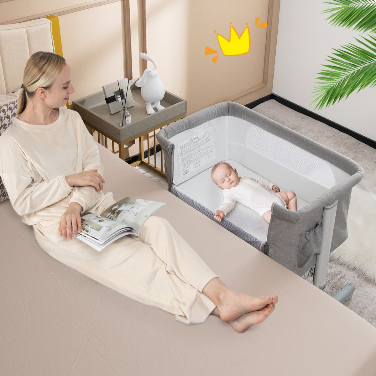 Recinto per bambini grande e traversina per bambini con 5 livelli di altezza regolabili, Box per bambini e traversina per bambini-Per i neonati