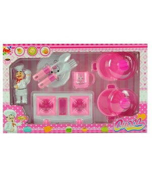 Cuoca Miss Chef Fornello Pentole Piatto Con Posate Giocattolo Gioco Bambina         