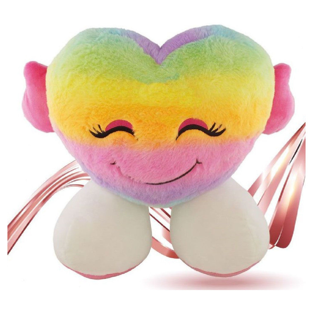 Trade Shop - Cuore In Peluche Con Piedi Multicolore 25 Cm Regalo San Valentino Pupazzo 93055 -
