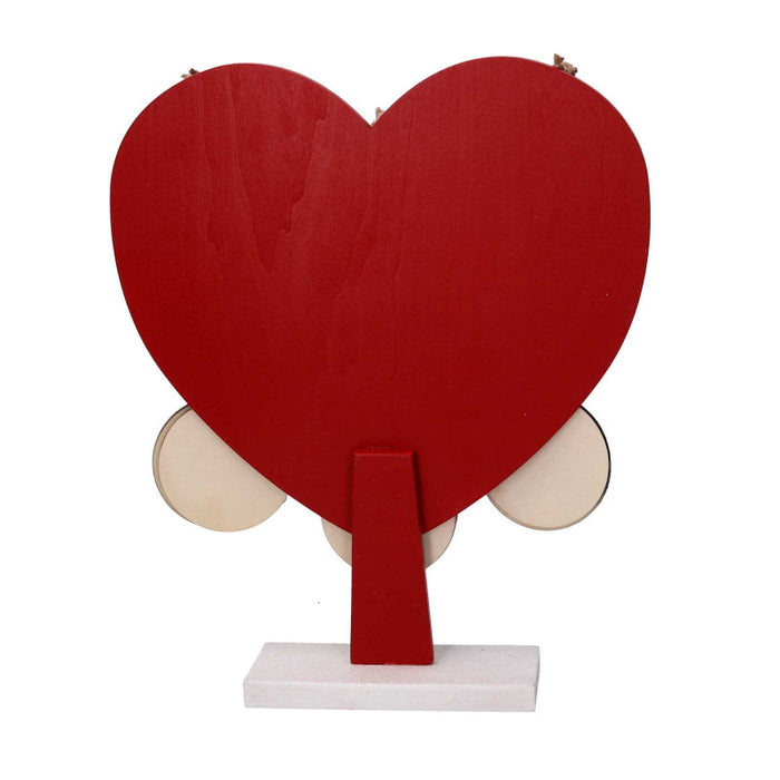 Cuore legno espositore c/12 addobbo renna 1-2 rosso cm 29x6,5h35