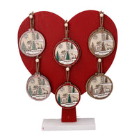 Cuore legno espositore c/12 addobbo renna 1-2 rosso cm 29x6,5h35