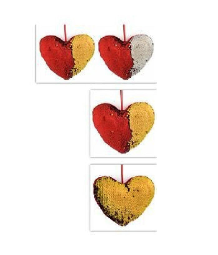 Cuore Paillettes Bicolore 20x16cm Appendino Idea Regalo San Valentino 2 Modelli         