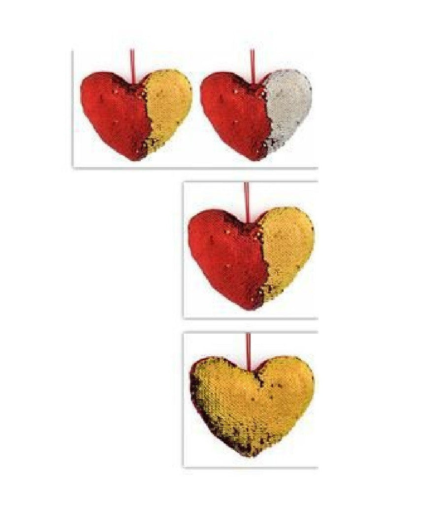 Cuore Paillettes Bicolore 20x16cm Appendino Idea Regalo San Valentino 2 Modelli         
