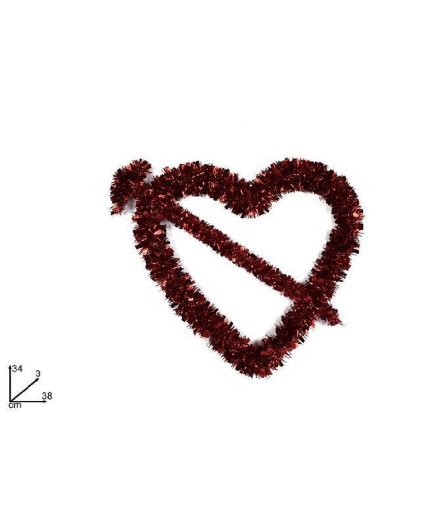 Cuore Rosso Con Freccia Di Ghirlanda Decorazione San Valentino 38 X 34 X 3 Cm         