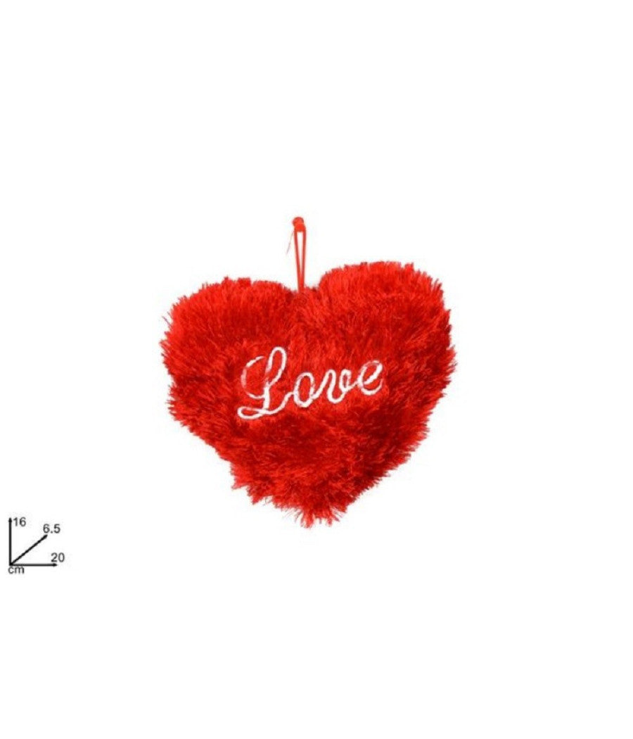 Cuore Rosso Con Scritta Love In Peluche Appendino 20cm Idea Regalo San Valentino         