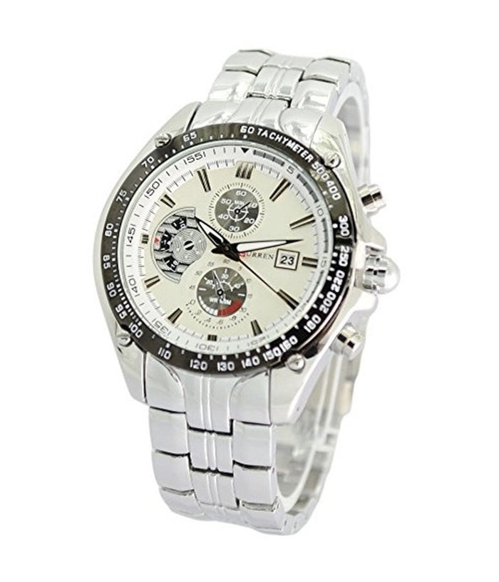 Curren M928w Orologio Da Polso Uomo Cinturino In Acciaio Inox Colore Argento         