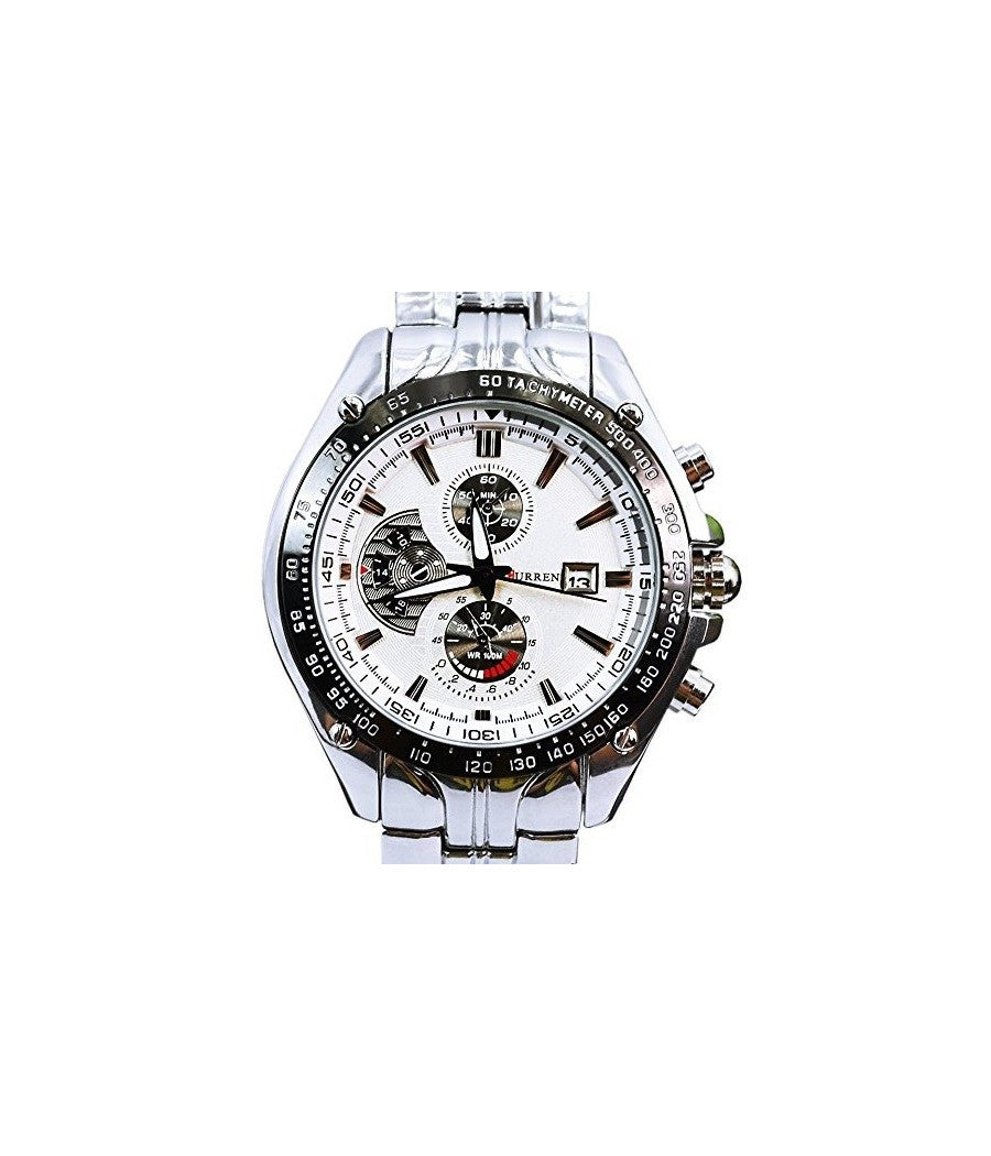 Curren M928w Orologio Da Polso Uomo Cinturino In Acciaio Inox Colore Argento         