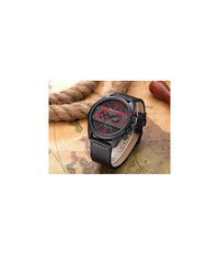 Curren Uomo Sport Impermeabile Cinturino In Pelle Orologio Da Polso 8259 Nero         