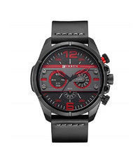 Curren Uomo Sport Impermeabile Cinturino In Pelle Orologio Da Polso 8259 Nero         