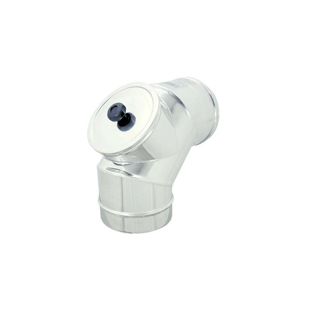 Curva da 80mm gomito mf con ispezione a tappo da in acciaio inox aisi 304