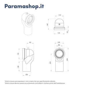 Curva tecnica sottovaso per sanitari filomuro diam. 100 mm