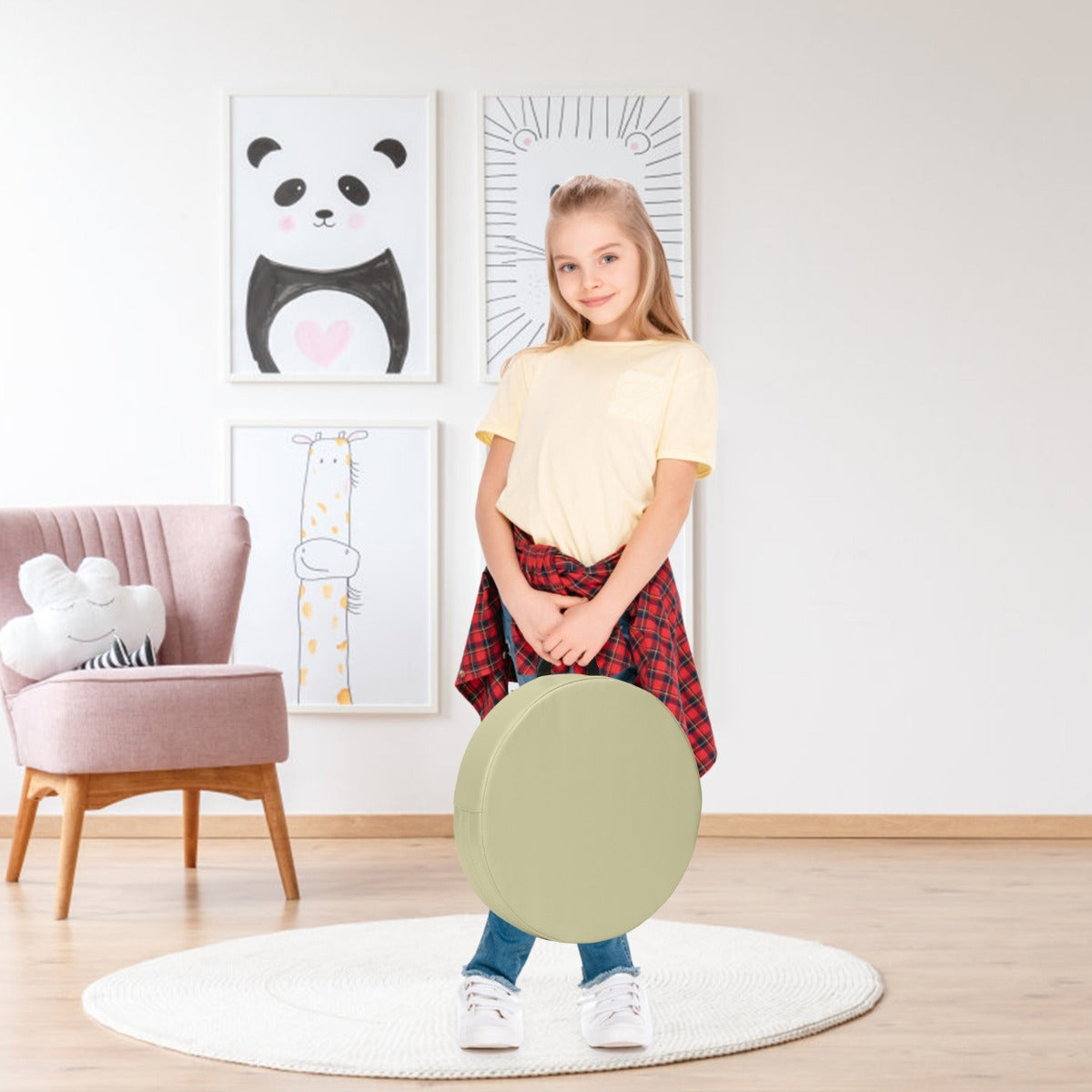 Cuscinetti per bambini con 6 colori e forma rotonda, Cuscini impermeabili con maniglia ergonomica Blu-Giocattoli educativi