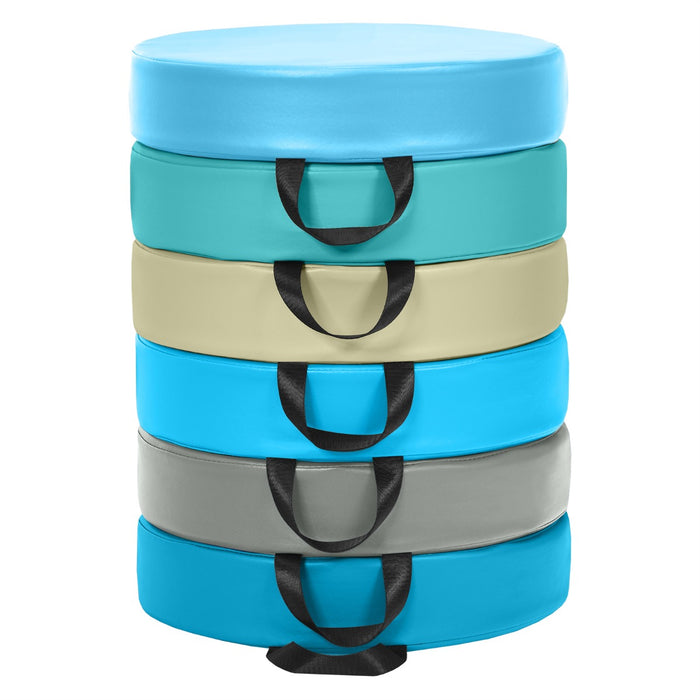 Cuscinetti per bambini con 6 colori e forma rotonda, Cuscini impermeabili con maniglia ergonomica Blu-Giocattoli educativi