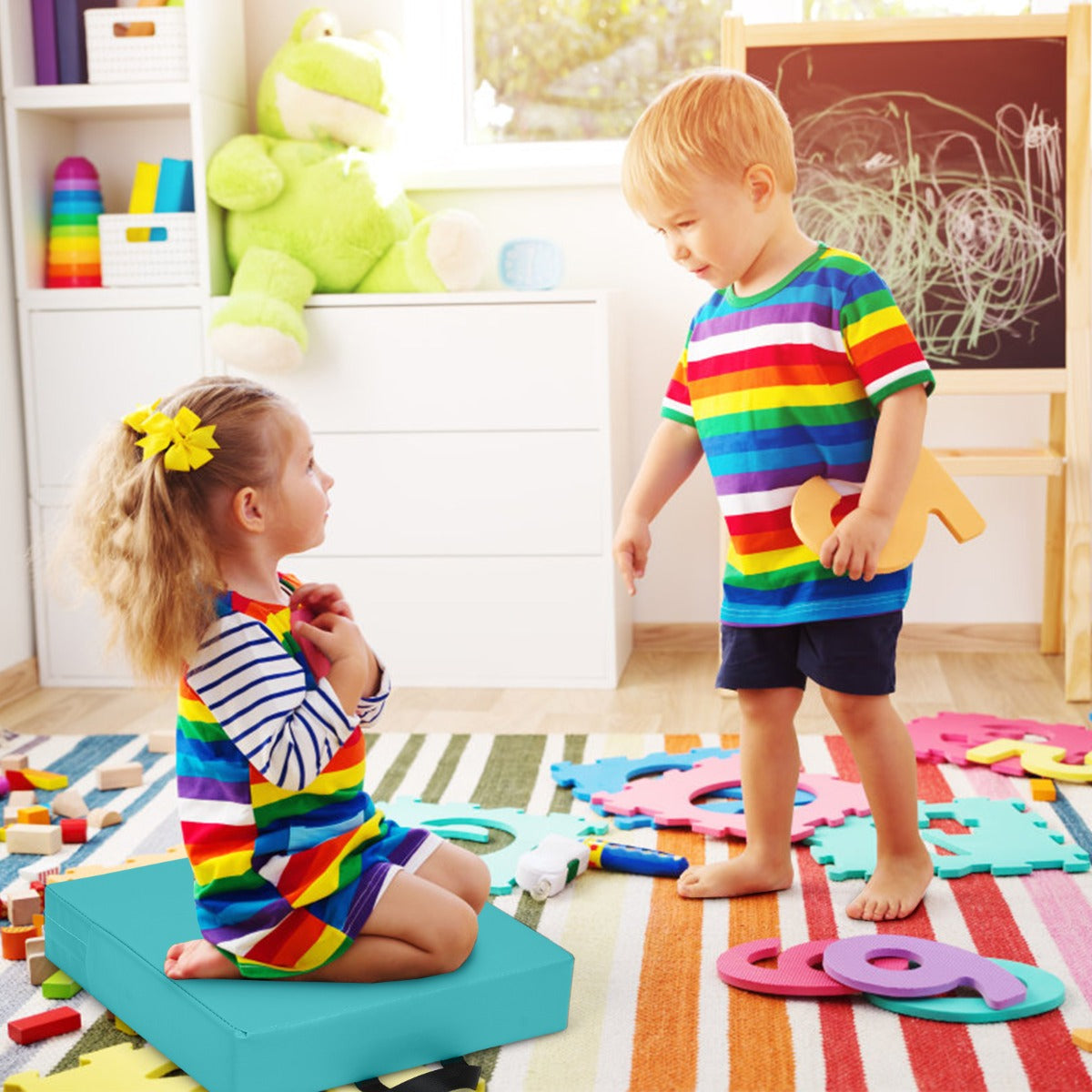 Cuscinetti per bambini con 6 colori forma quadrata maniglia ergonomica, Cuscini impermeabili Colori Morandi-Giocattoli educativi