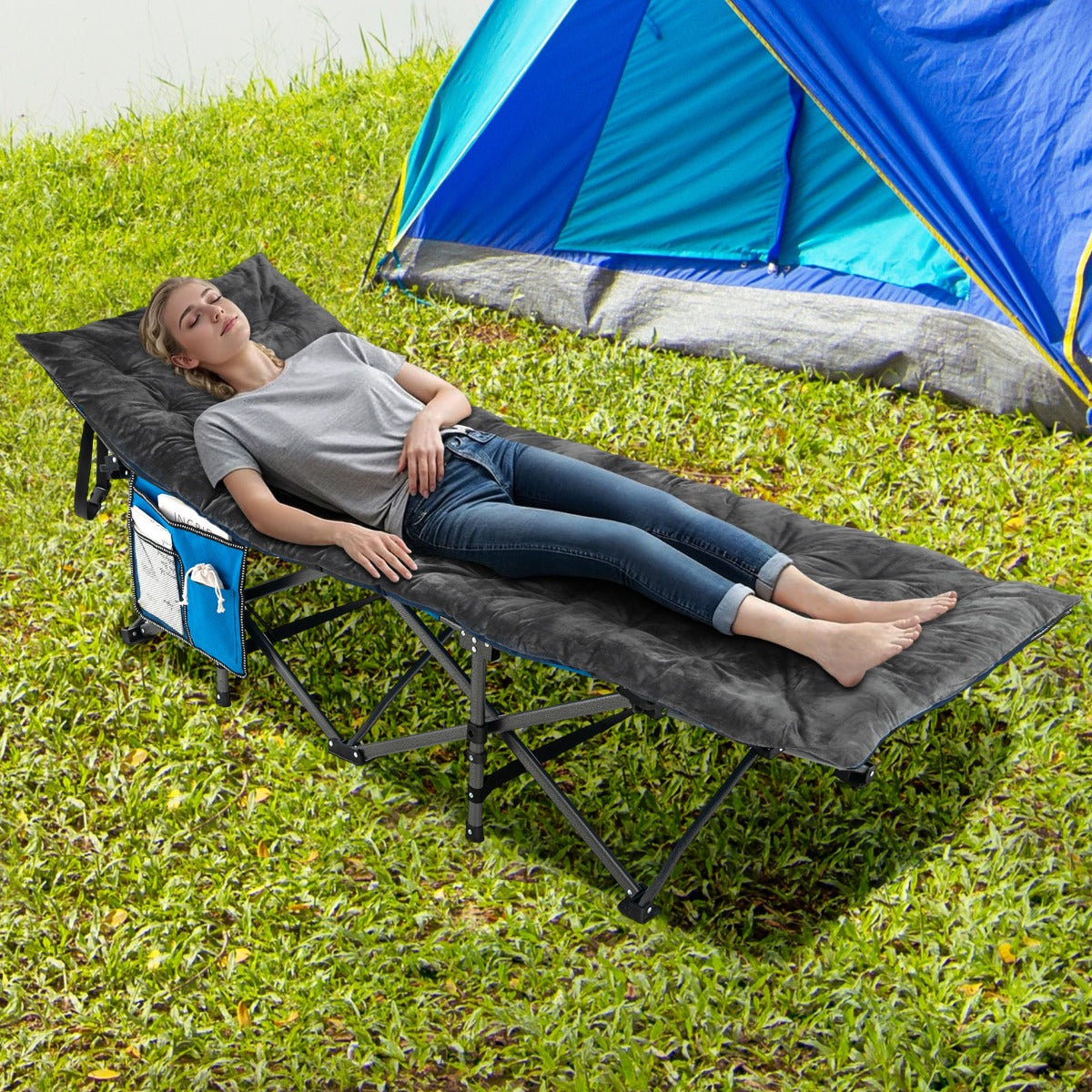 Cuscino per sdraio con 4 cinghie di fissaggio tasca per fissare al letto, Cuscino spesso 190x70x7cm Grigio scuro-Cuscini