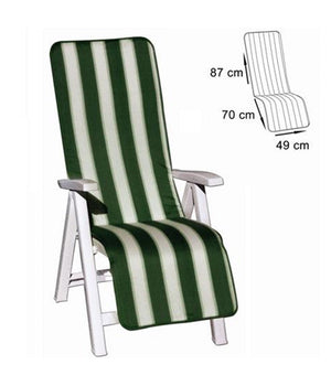 Cuscino Coprisedia Sedia Sdraio Giardino Seduta Schienale Righe Verde 157x49cm         