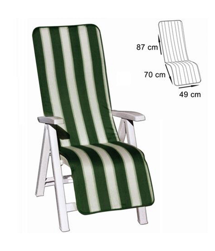 Cuscino Coprisedia Sedia Sdraio Giardino Seduta Schienale Righe Verde 157x49cm         