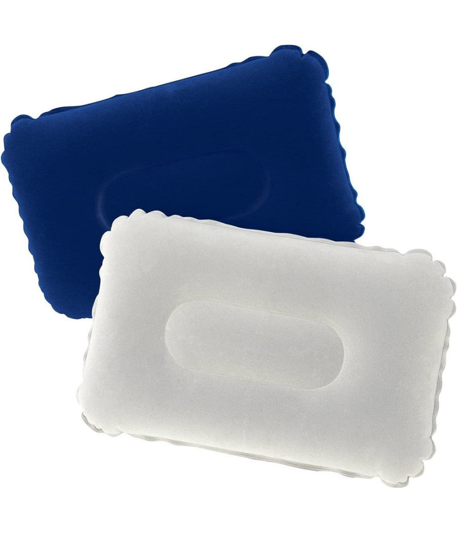 Cuscino Gonfiabile Floccato Rettangolare 48x30cm Per Viaggi Campeggio Mare 67121         