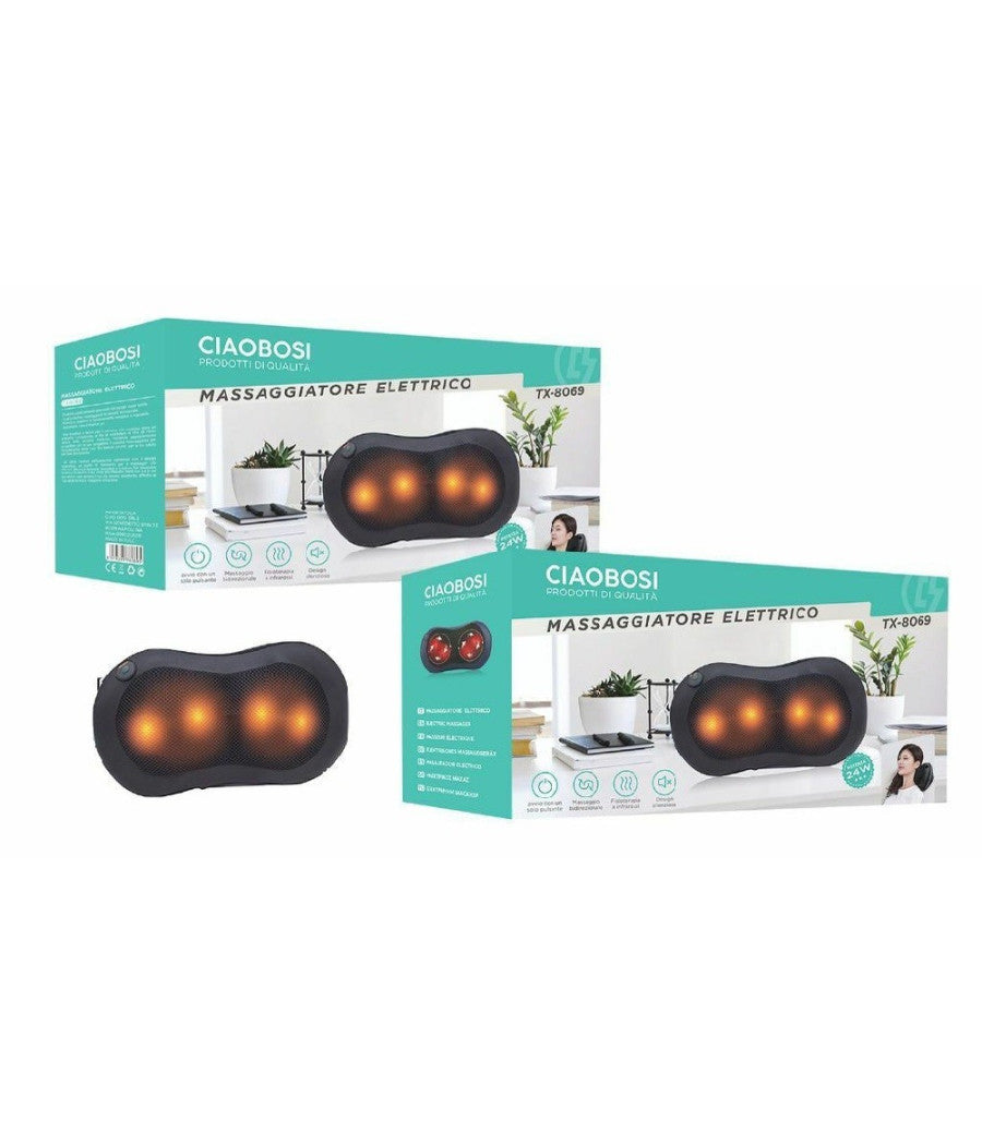 Cuscino Massaggiatore Elettrico Cervicale Massaggio Benessere Led Shiatsu Tx-8069         