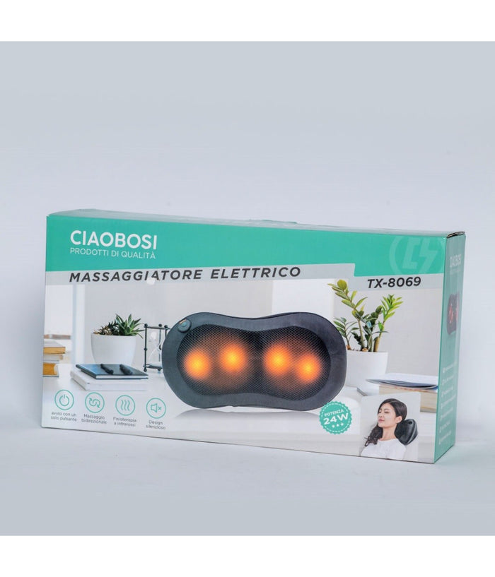 Cuscino Massaggiatore Elettrico Cervicale Massaggio Benessere Led Shiatsu Tx-8069         