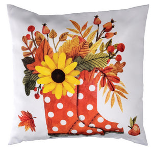 Cuscino tessuto stivali con girasole bianco cm43x43