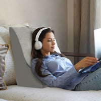 Cuscino a cuneo per dormire con design curvo unico e fodera lavabile in lavatrice, Cuscino triangolare Grigio-Cuscini