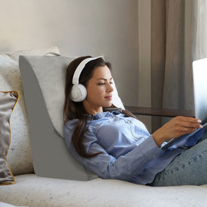 Cuscino a cuneo per dormire con design curvo unico e fodera lavabile in lavatrice, Cuscino triangolare Grigio-Cuscini