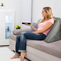 Cuscino memory a cuneo inclinato regolabile, Cuscino ortopedico con supporto rialzato 58x50,5x36cm Grigio-Cuscini