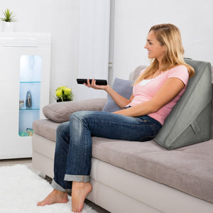 Cuscino memory a cuneo inclinato regolabile, Cuscino ortopedico con supporto rialzato 58x50,5x36cm Grigio-Cuscini