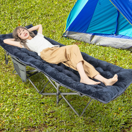 Cuscino per sdraio con 4 cinghie di fissaggio tasca per fissare al letto, Cuscino spesso 190x70x7cm Blu-Cuscini