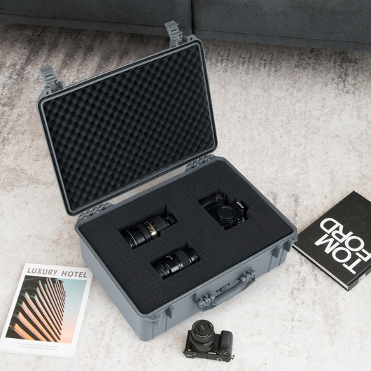 Custodia dura impermeabile portatile per apparecchi elettronici, Scatola asciutta con involucro duro 56x44x22cm Grigio-Deposito utensili Tool