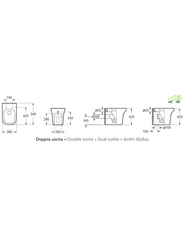 WC autoportante GRACE con sedile freno a ribalta