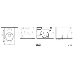 WC da banco EOLIS senza brida 52x36x40cm - con sedile freno a caduta