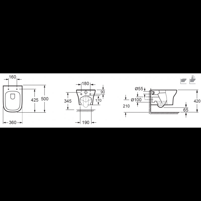 WC sospeso GRACE con sedile freno a ribalta