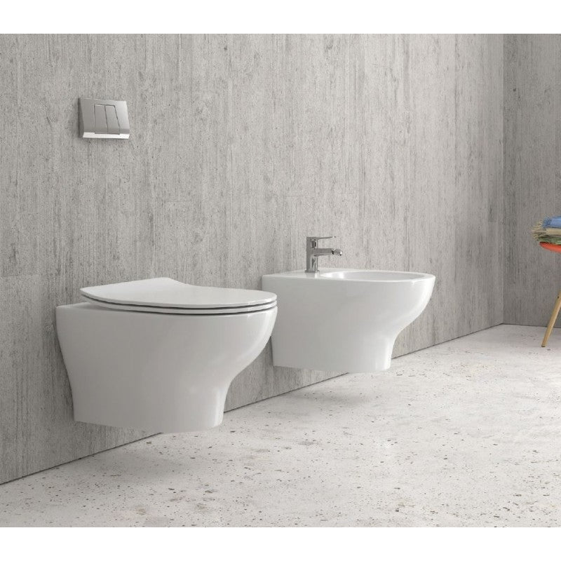 Vaso WC sospeso EOLIS 52x35x30 cm con sedile freno a ribalta